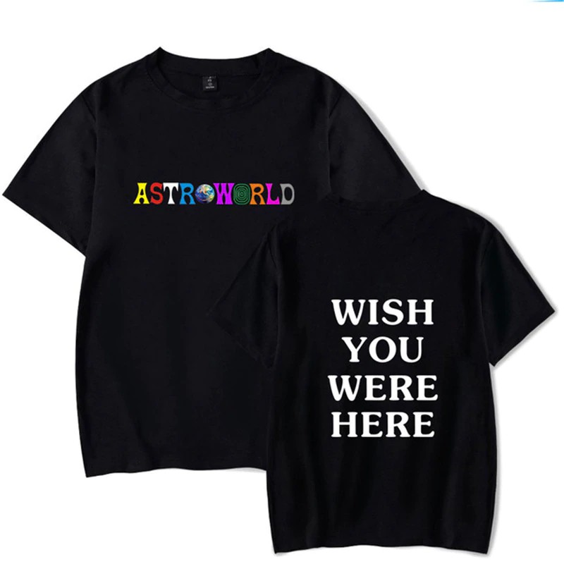2019 new fashion hip hop T-shirt men and women Travis Scott's ASTROWORLD Harajuku men's