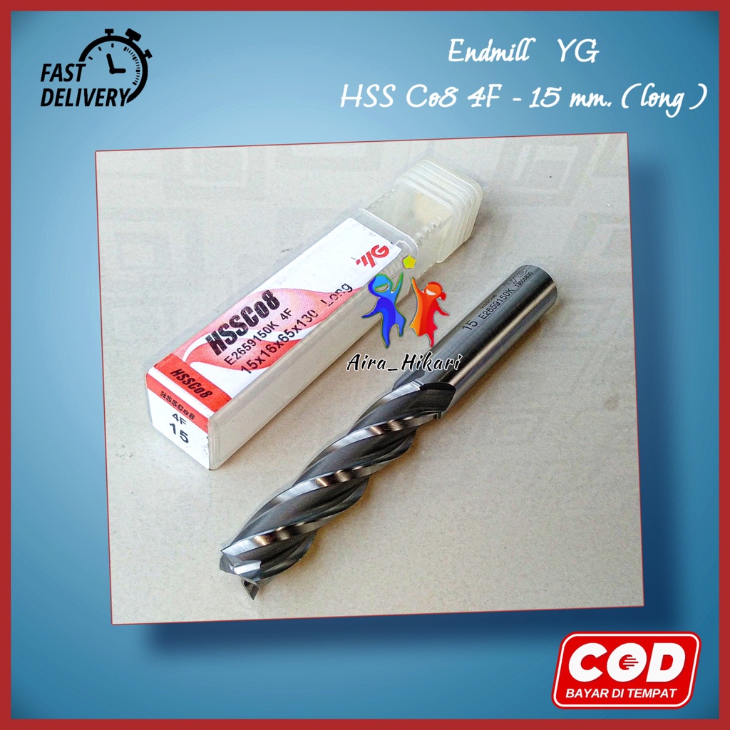 Endmill YG Hss Co8 4F  15 mm. long