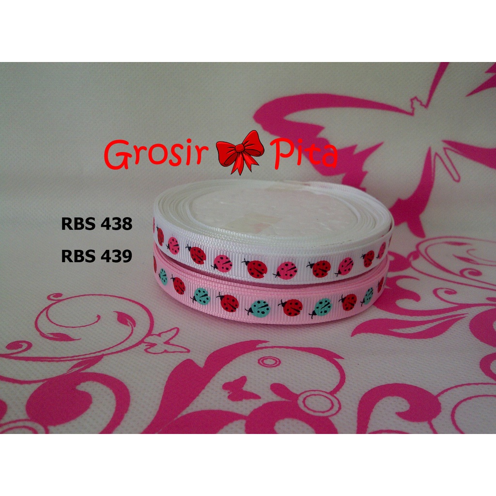 

(25 yard) Pita Grosgrain Motif Ladybug RBS 438,439 | Toko Bahan Craft | Grosir Pita