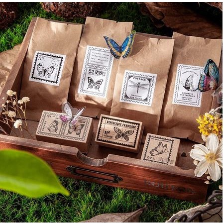 Wooden Stamp - Vintage Butterfly Frame Series