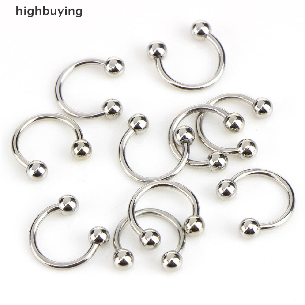 Hbid 10PCS Anting Tindik Hidung / Bibir / Telinga Bentuk Tapal Kuda Bahan Stainless Steel