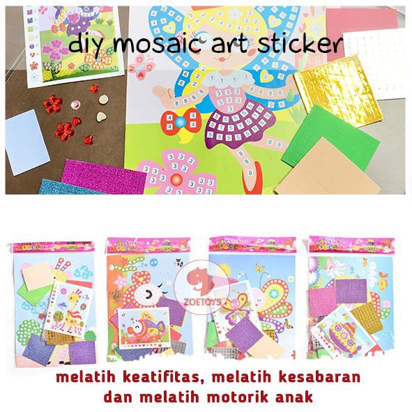 Zoetoys DIY Mosaic Art Sticker | Prakarya Menempel Stiker Manik Kerajinan Tangan | Diamond and Craft Activity