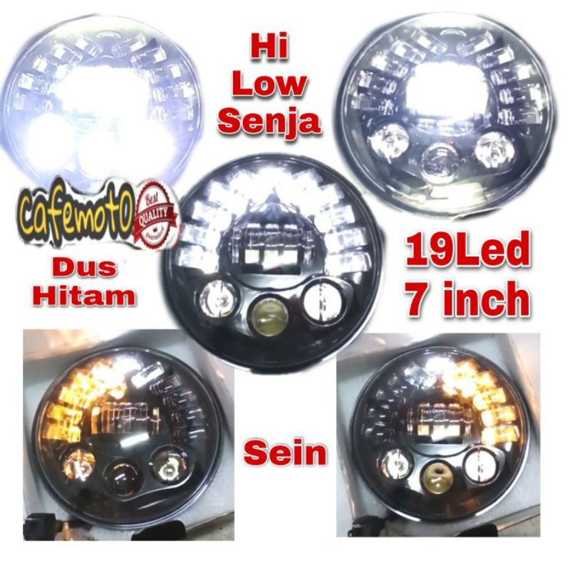 Lampu DAYMAKER 7 inch 19 titik Led n Batok Besi 45w Dot SAE scorpio Tiger XSR Vixion custom W175