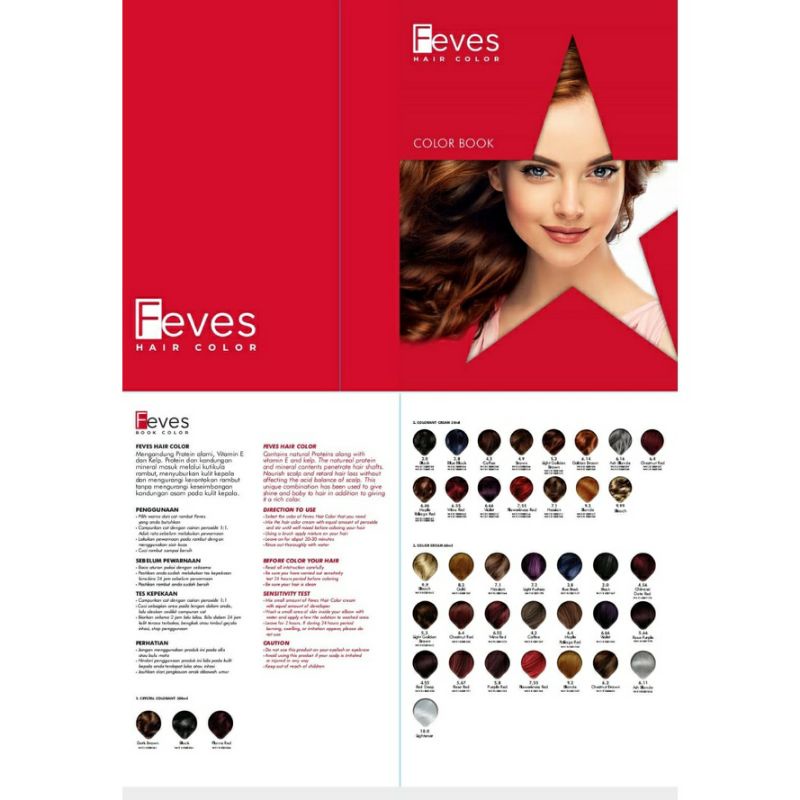 FEVES Sachet Hair Color / Semir Rambut + Developer Peroxide 30+30 ML