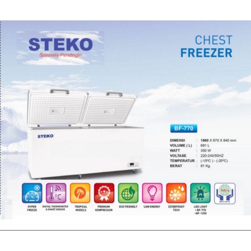 Chest Freezer STEKO BF-770 , freezer box daging ice cream