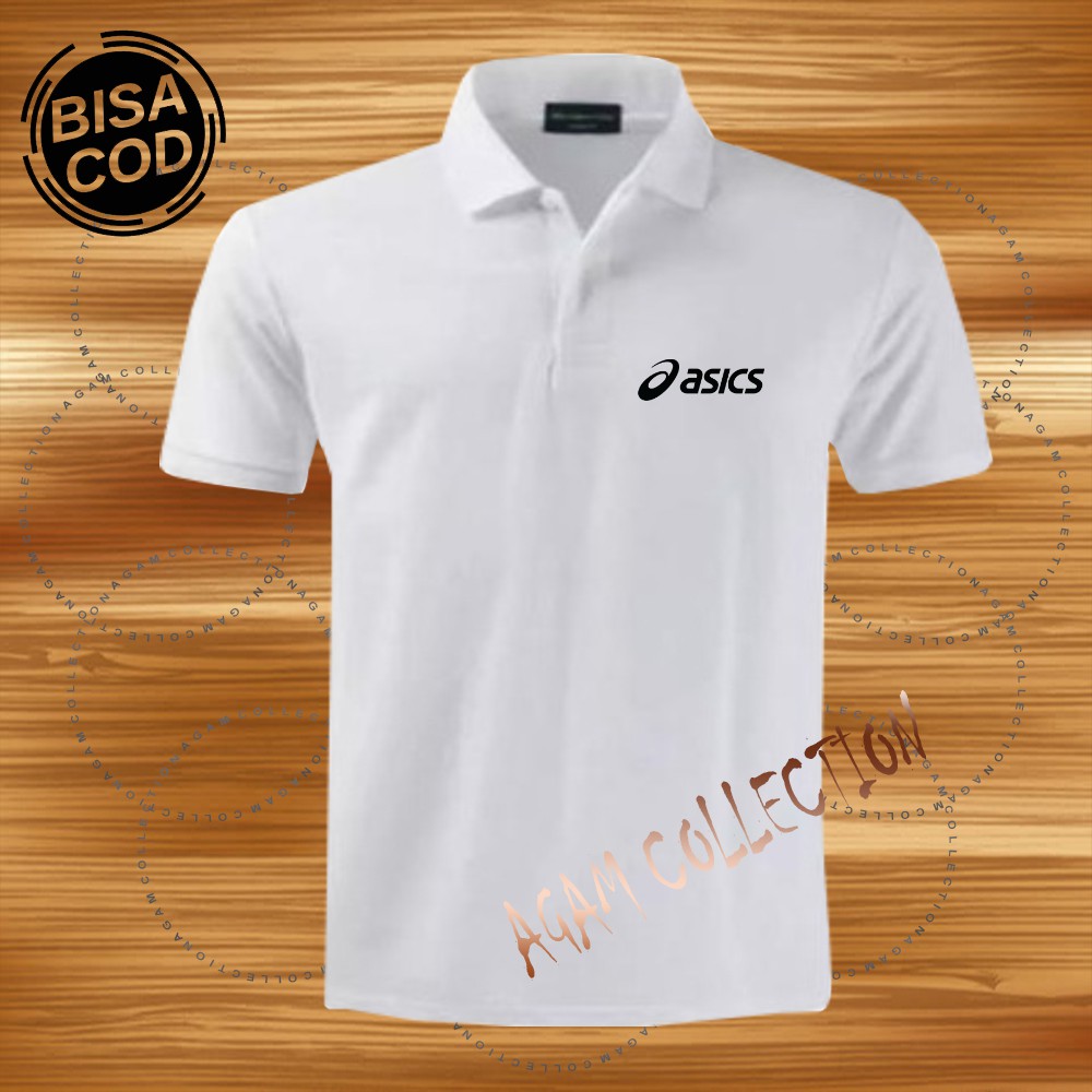 Agam Collection Baju Polo Kerah Distro Asic5 Text Hitam Lengan Pendek Premium Quality