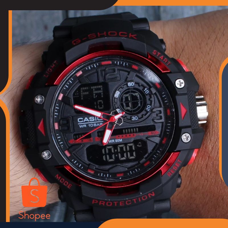 Grosir EDISI SPECIAL GSHOCK Anniversary G8600 black red Hitam merah jam tangan pria & anak digital