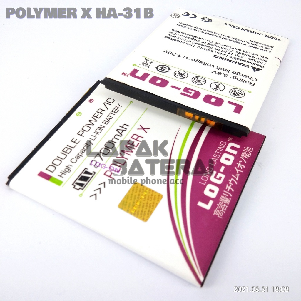 LOG - ON Himax Polymer X HA-31B Baterai Double IC Protection Battery Batre