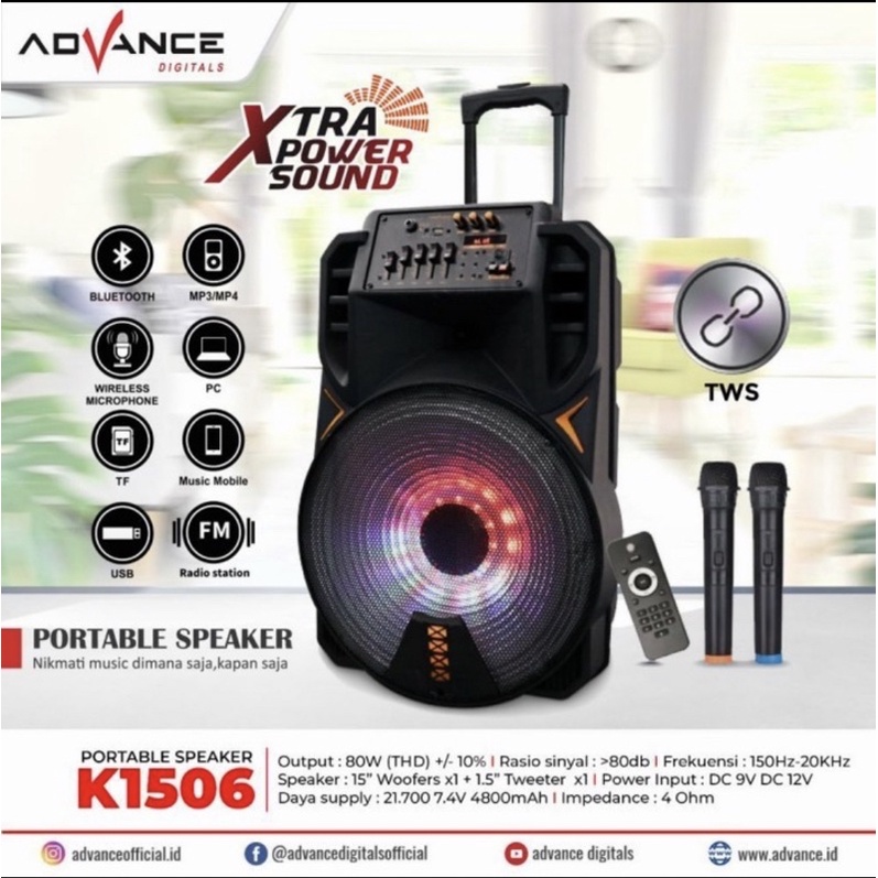 Advance Speaker Portable K1506 Bluetooth Radio