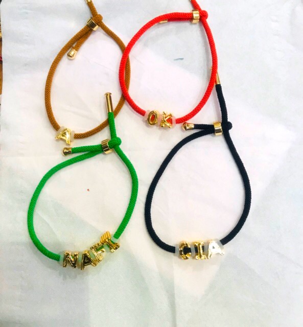 Gelang nama gelang inisial gelang tali hongkong gelang alphabet gelang huruf replika emas