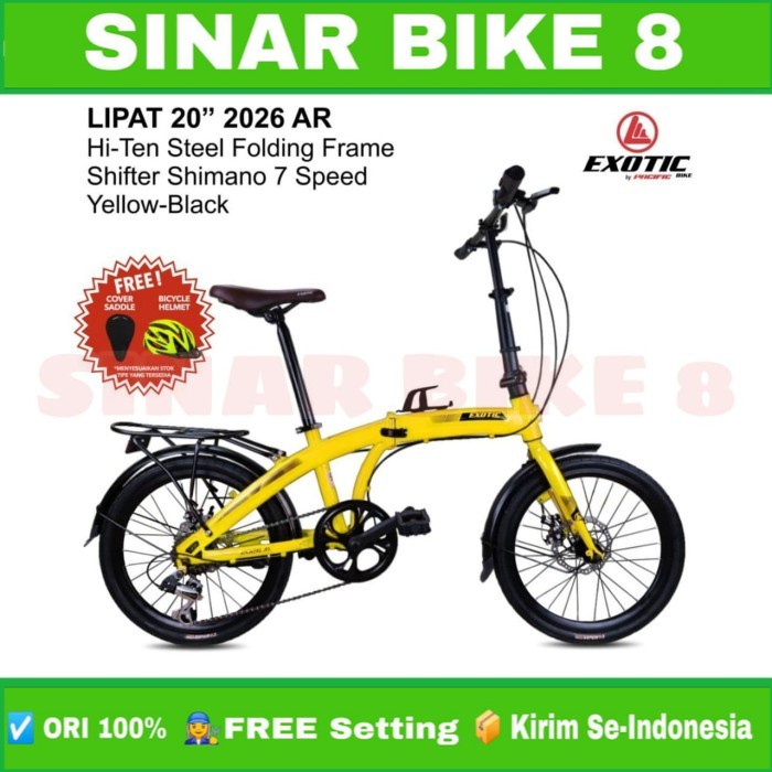 Sepeda LIpat Ukuran 20 Inch EXOTIC 2026 AR Rem Cakram 7 Speed Boncengan