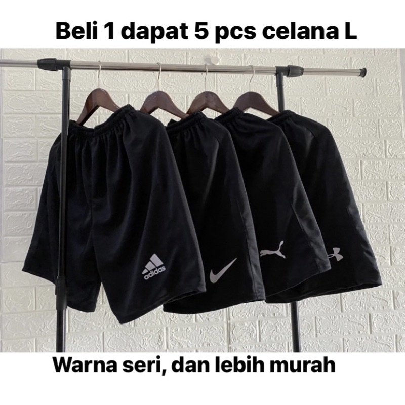 Beli 1 dapat 5 pcs celana L . Celana kolor pendek pria santai murah olahraga training lari basket sepeda bocer bola volu futsal