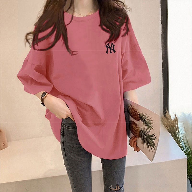 Kaos Longgar - Oversize Tee Tshirt Wanita Import Model Longgar Motif Tulsan NY NEWYORK