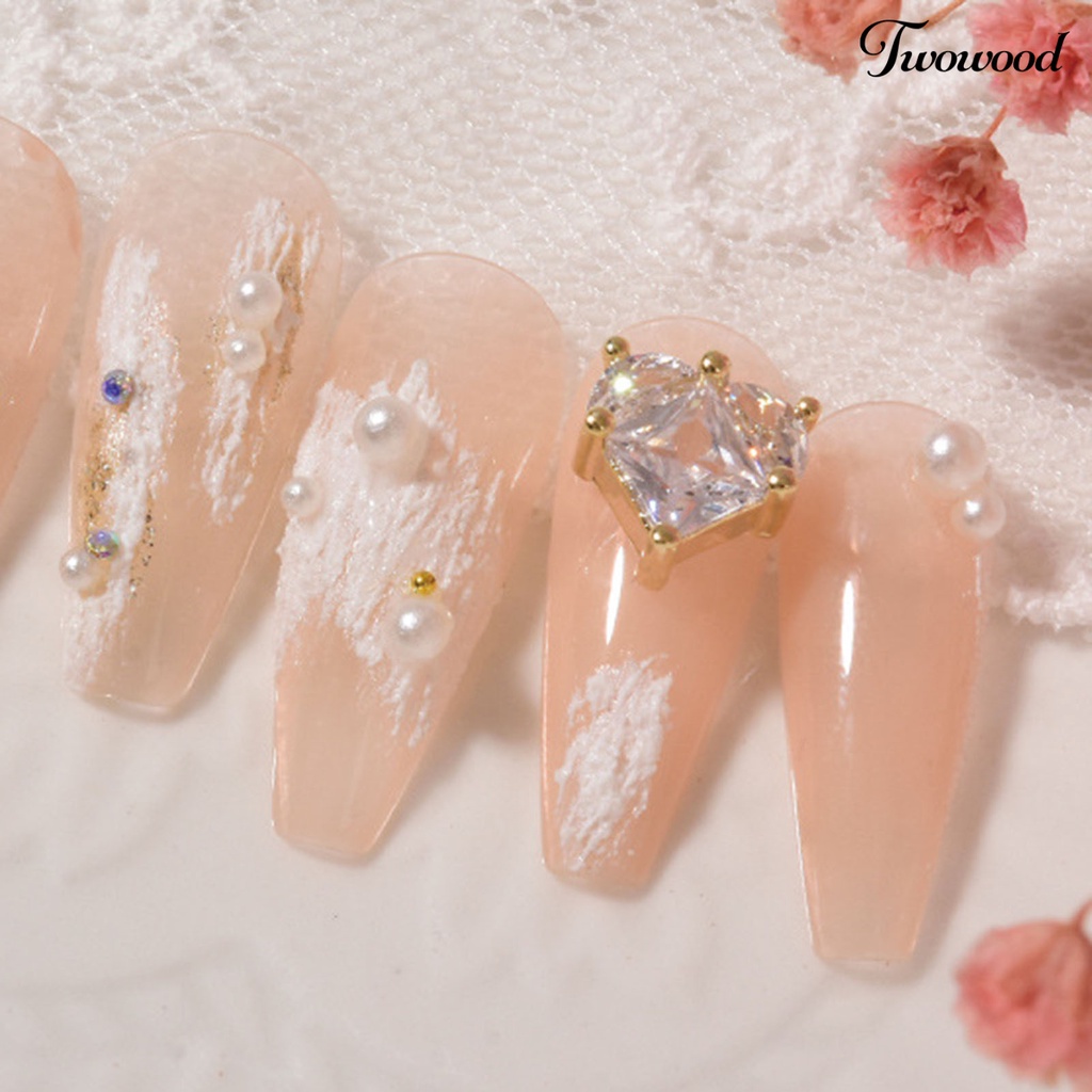 Twowood Ornamen Berlian Imitasi Bentuk Hati 3D Untuk Dekorasi Nail Art