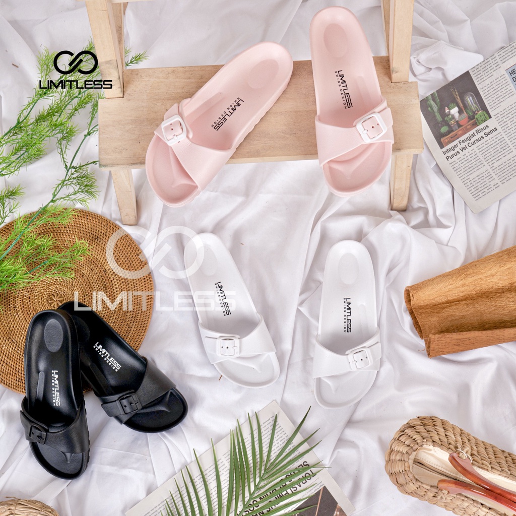 Zerolimit - Sandal Slip On Wanita Terbaru Sandal Strap Satu Tali Briken Cewek Anti Slip Sendal Slop Wanita Flat Eva