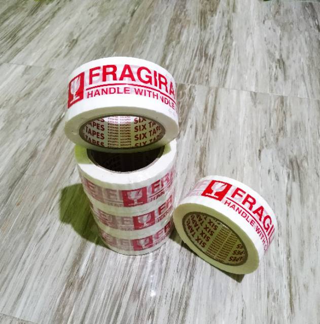 LAKBAN FRAGILE PUTIH / JANGAN DIBANTING SIZE 48MM x 80M