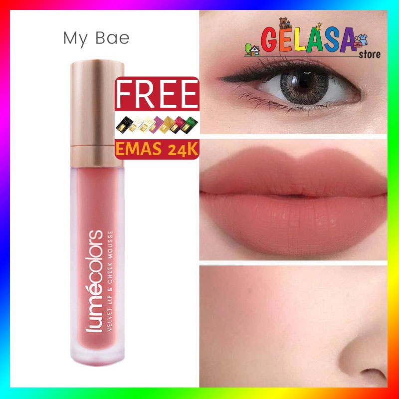 (Free Emas) Lumecolors Lipmousse 3in1 Velvet Lip Cheek Mousse Eyeshadow - My Bae