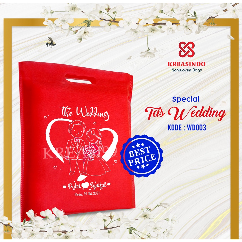 

Souvenir Wedding Tas Spunbond Mesin Plong 30x25x10cm SABLON WD003 MURAAH & HIGH QUALITY!