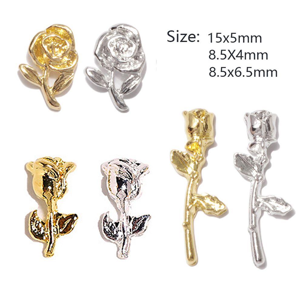 Mxbeauty Bunga Kuku Dekorasi Charms Glitter Elegan Warna Emas Perak Flowers Bling 3D Manicure Accessoires