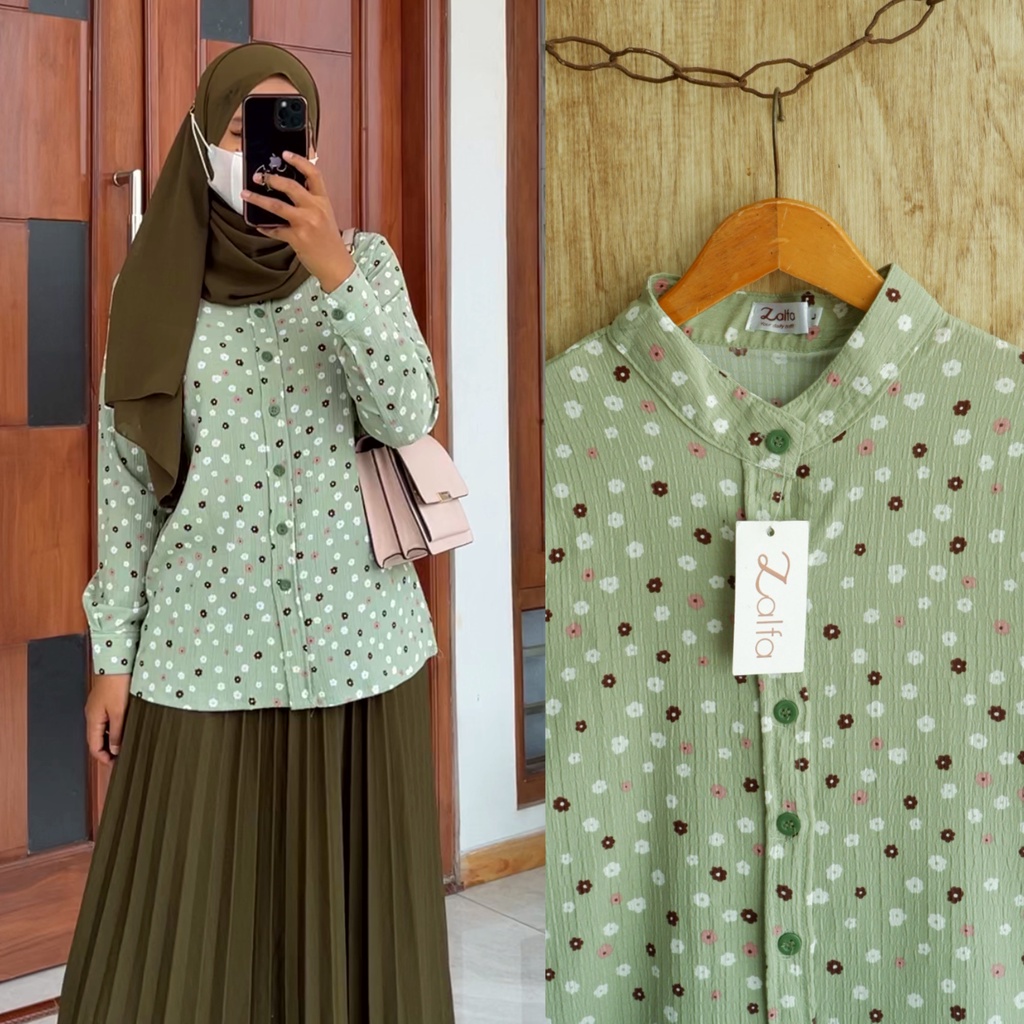 JOANA blouse by ZALFA OUTFIT / kemeja crincle / kemeja bunga