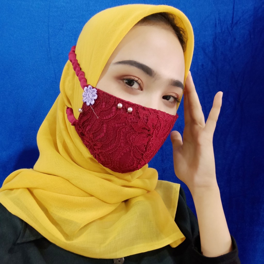 MASKER BROKAT HIJAB  BAHAN HALUS HARGA MUMER