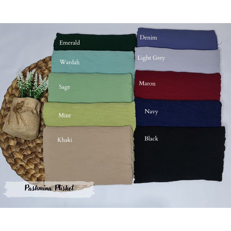 Jilbab Pashmina Plisket Tanpa Garis Tengah New-3
