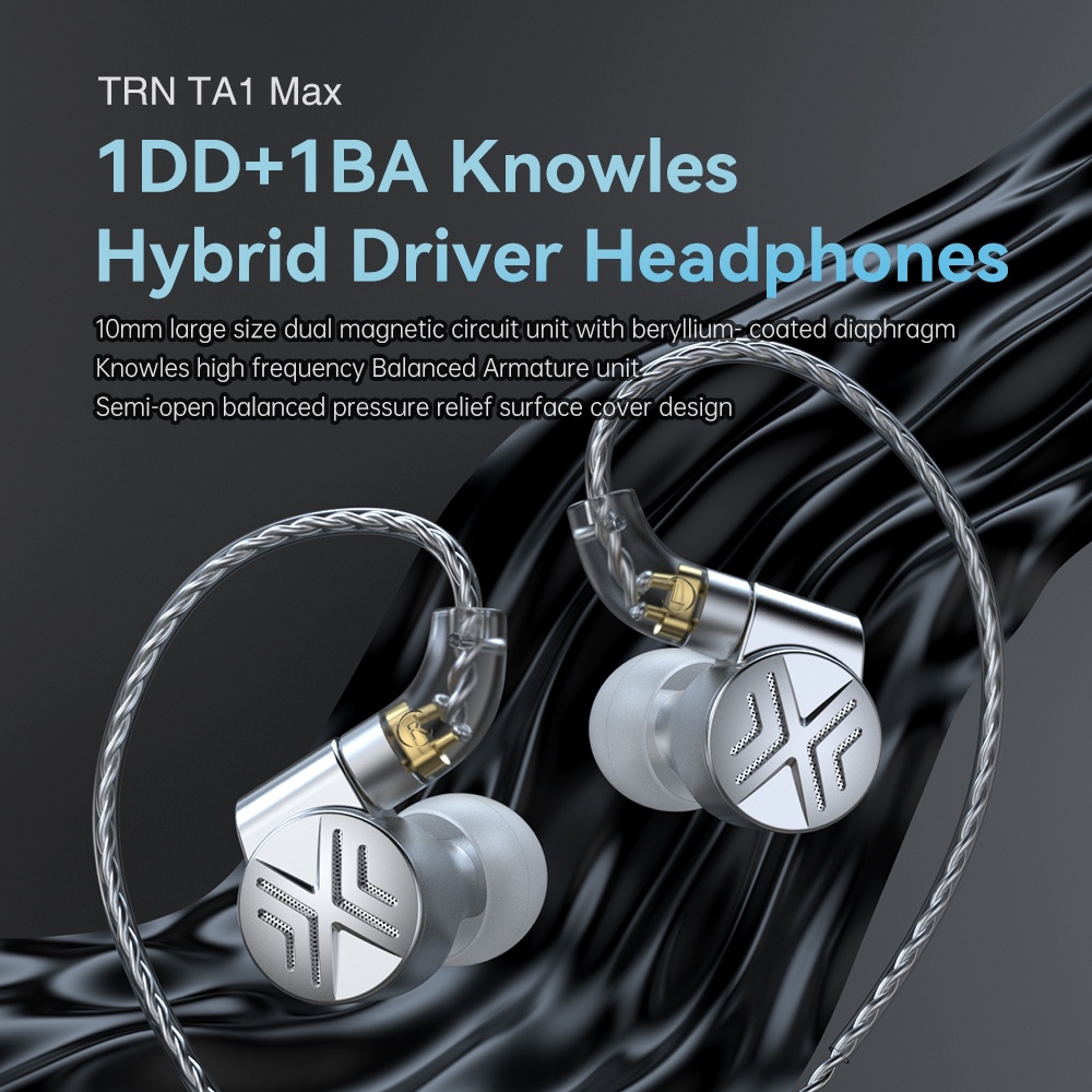 Trn TA1 Max Hi-FI 1BA 1dddd Knowles Hybrid Beryllium-plated Dinamis Earphone HIFI Bass Metal MT1 PRO TA2