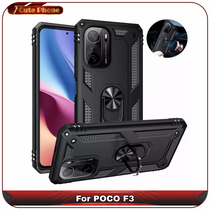 Casing Hard Soft Case Xiaomi Poco F3 F 3 Bumper Carbon Ring Armor