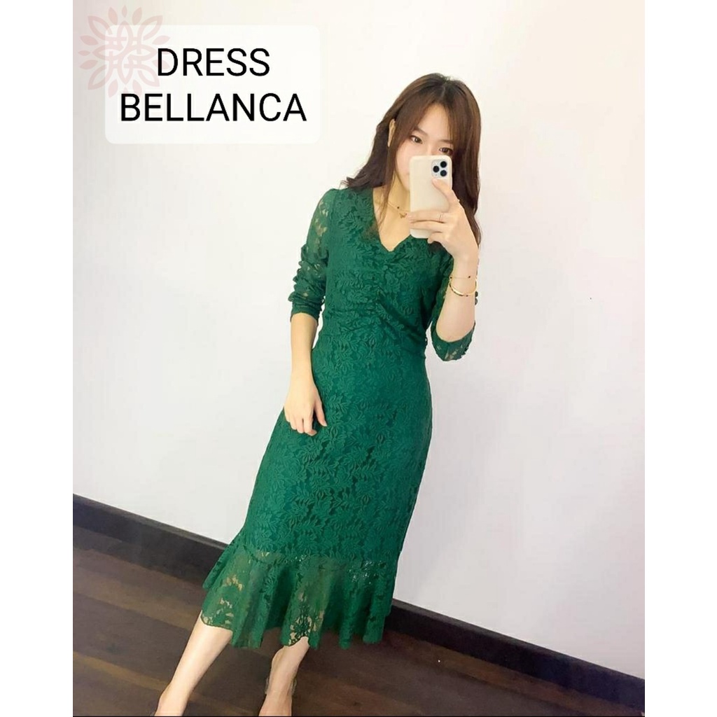 BELLANCA DRESS BRUKAT mF / MIDI DRESS BRUKAT FASHION WANITA / PARTY DRESS / BAJU PESTA BRUKAT SEXY /3UKURAN DRESS BELLANCA S,M,L,XL