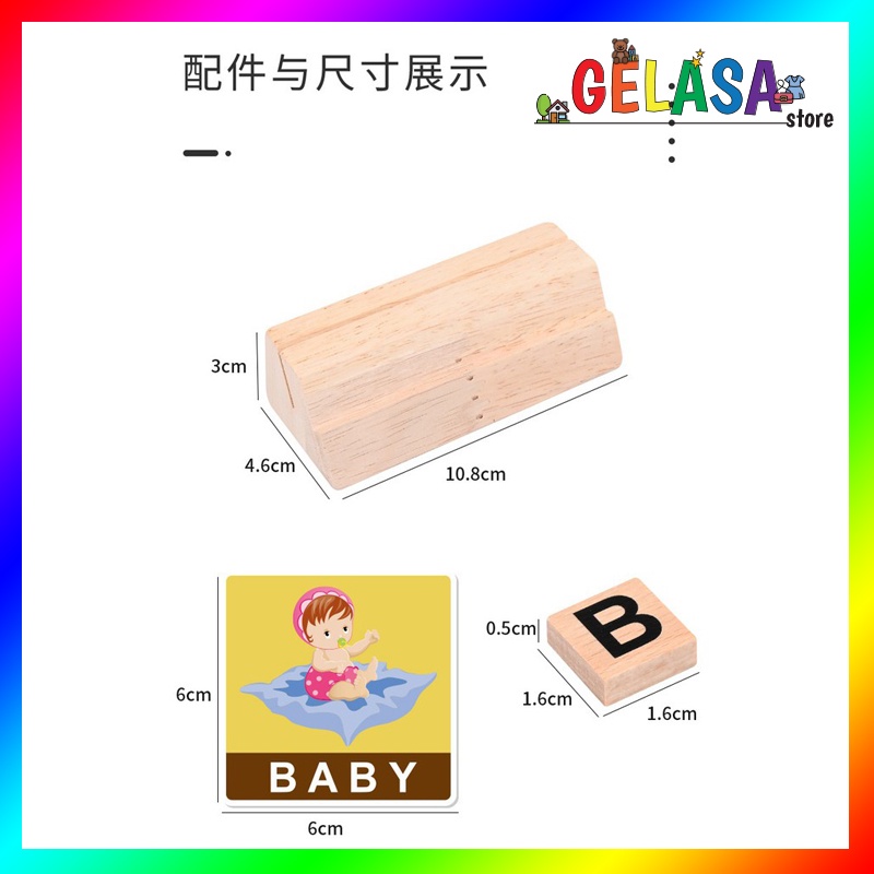 Gelasa Mainan kayu anak Wooden English Letters Toy