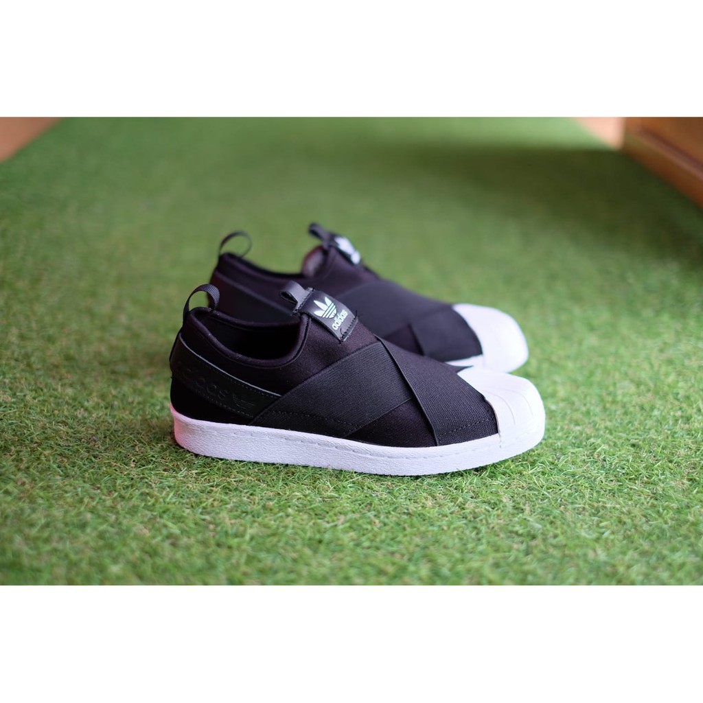 Sepatu Adidas ORIGINAL Superstar Slip On Black White