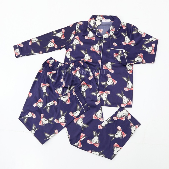 Rabbit nav satin piyama -Thejanclothes