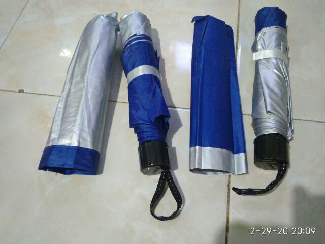 Payung Lipat Tiga Nagoya Model Polos Lapis Silver Dalam Anti Radiasi Matahari/ultraviolet