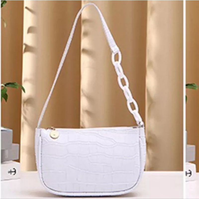 N_B_S / NAOMI CROCO  Shoulder Bag Wanita Vintage Rantai Tas Bahu Korea Tas Selempang Rantai Wanita Terbaru