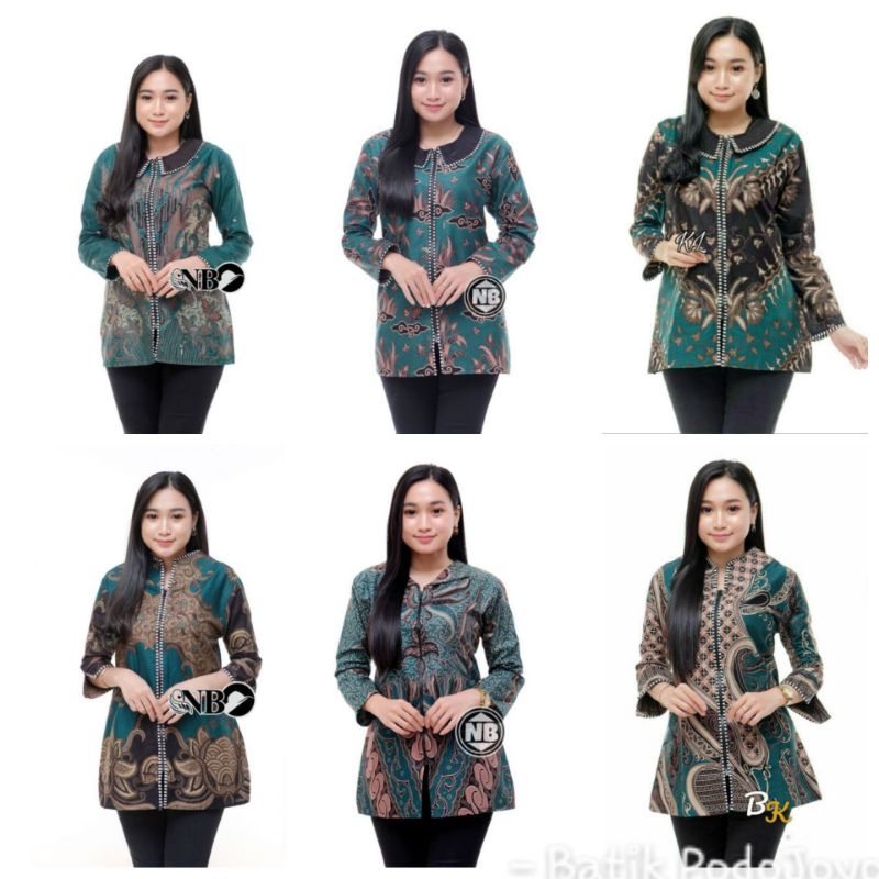 ATASAN BATIK WANITA WARNA HIJAU IJO / BLOUSE BATIK ZIPPER ZEBRA WARNA HIJAU TOSCA