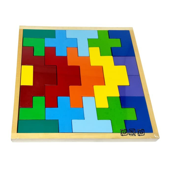 MAINAN EDUKASI ANAK BALOK BANGUN TETRIS KAYU PELANGI WOODEN BLOCK BY AGEN MAINAN - AM 0364