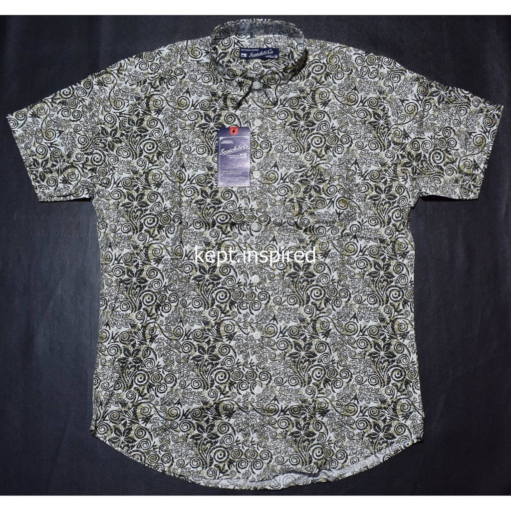 SCOTCH & CO Kemeja Pria Casual Lengan Pendek Putih Motif Reguler TDS 36 ORIGINAL