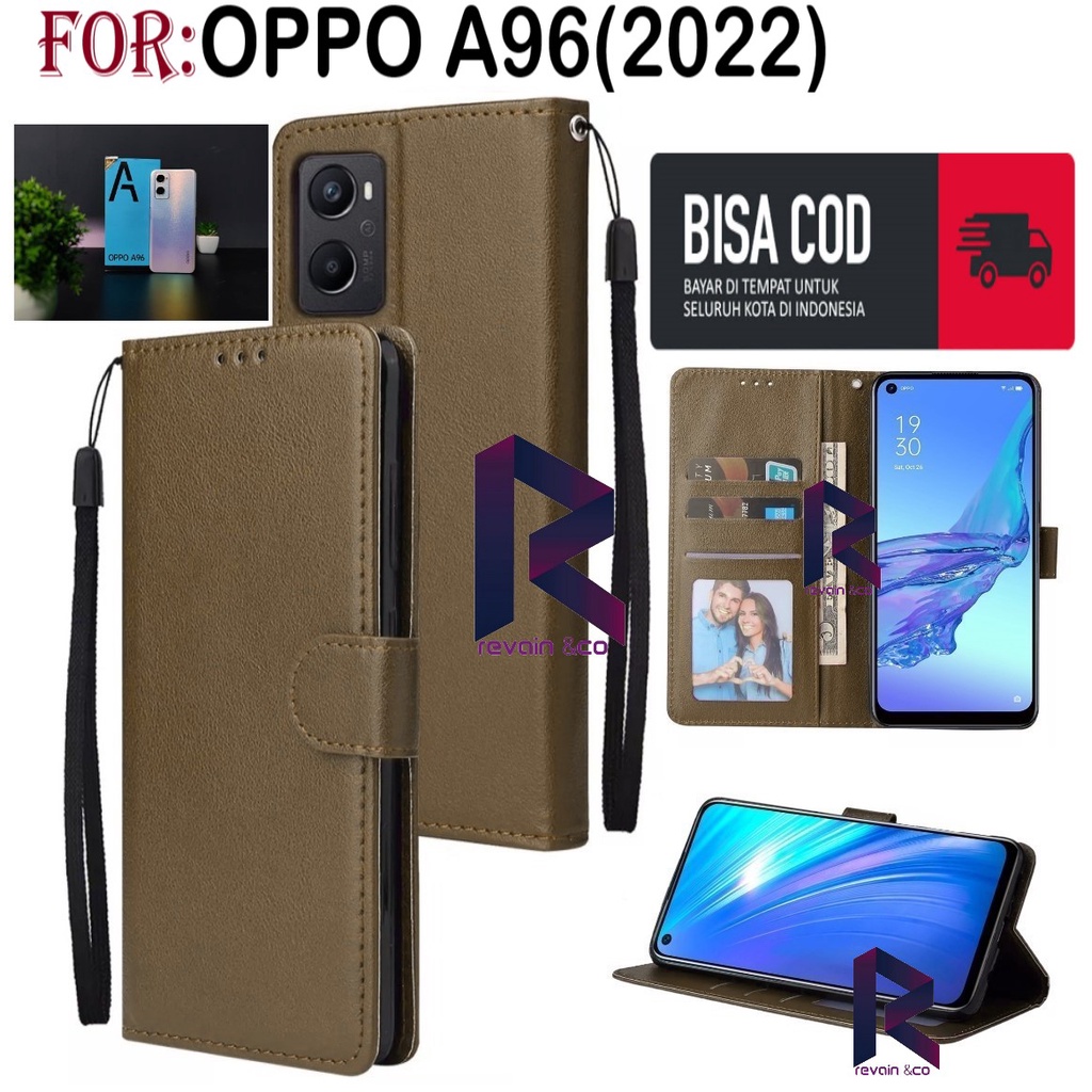 NEW OPPO A96 2022 FLIP WALLET LEATHER KULIT PREMIUM SARUNG BUKA TUTUP FLIP CASE OPPO A96 TERBARU