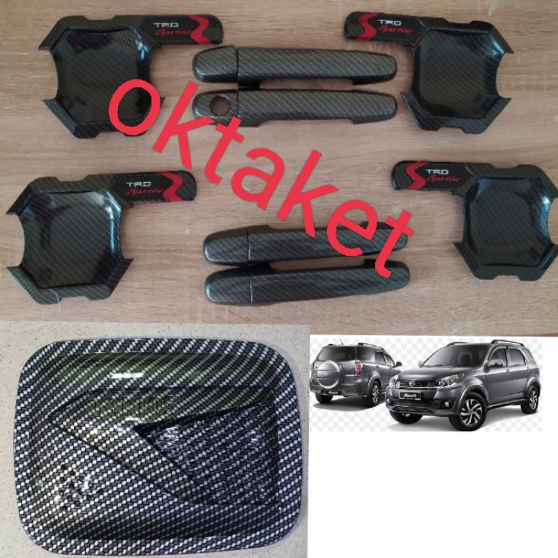 Paket outer handle tank cover Rush Terios 2006-2017 lama old Full Carbon