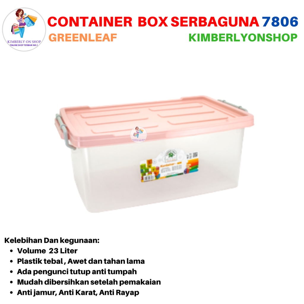 Container Box Q SEVEN BOX Tempat Penyimpanan 23 Liter 7806 Green Leaf