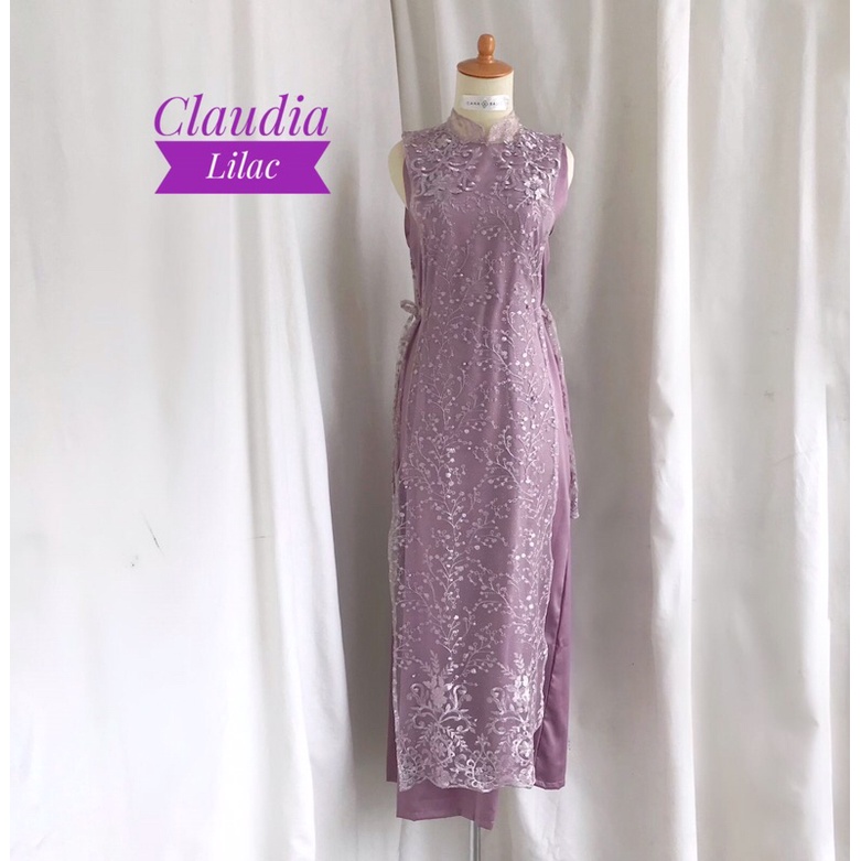 Claudia Set Baju Pesta Dress Brukat