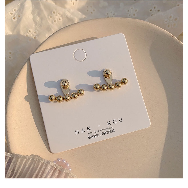 Anting Stud Bahan 925 Silver Needle Logam Gaya Retro Korea Untuk Wanita