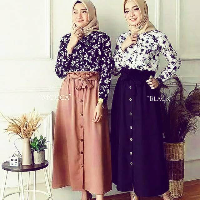 ROK Kancing Moscrepe [Beli 3 = Free Hijab]