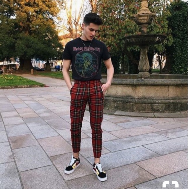 PLAID BASIC PANTS FOR MAN