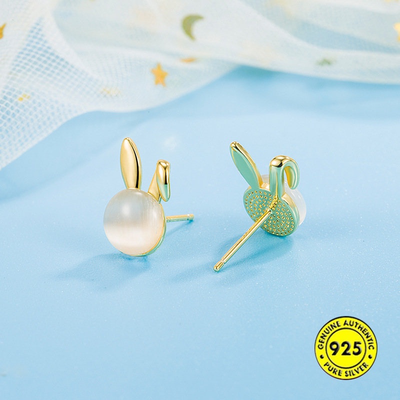 Anting Tusuk Bentuk Kelinci Opal Untuk Wanita U1035