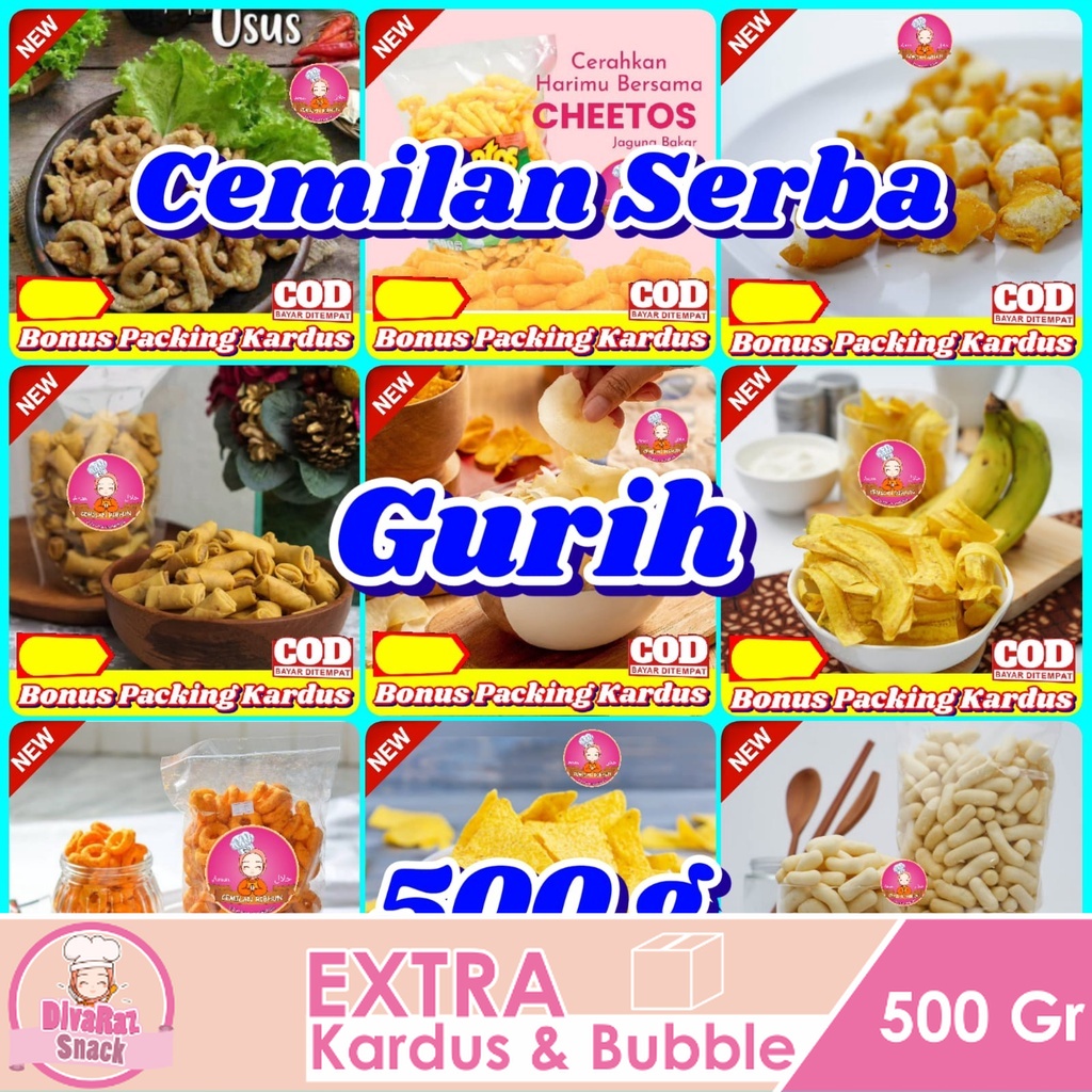 

Serba Gurih 500gram / Aneka Makanan Ringan - Divaraz Snack cemilan camilan jajanan jadul snack kiloan