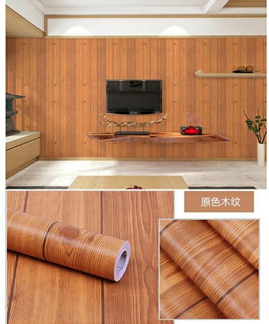 Wallpaper Sticker Wallpapaer Dinding Kayu Coklat