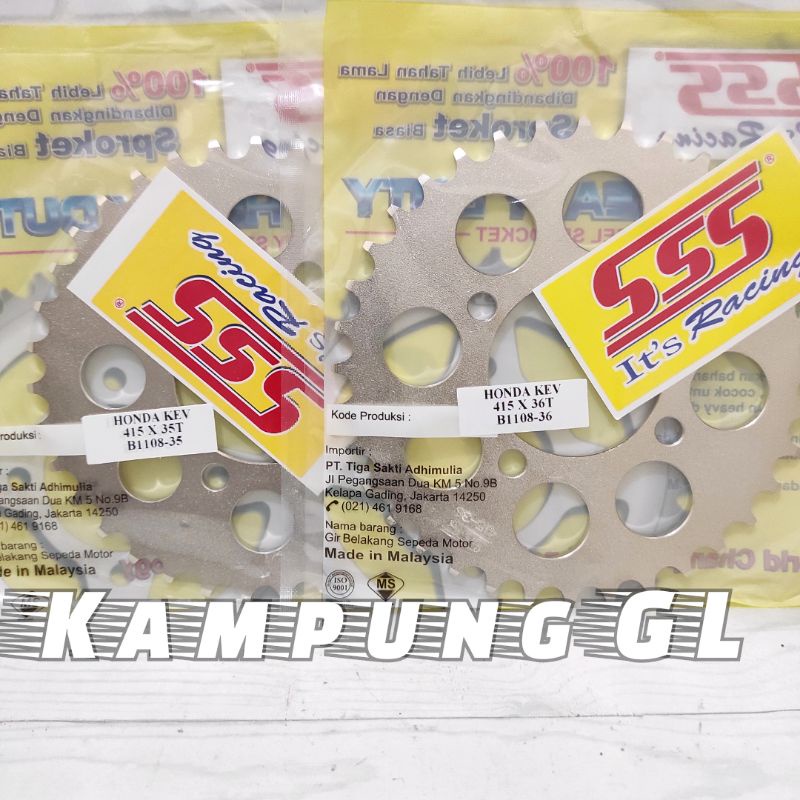 Gear Belakang SSS 415 KEV Supra X Fit Lama Astrea Grand Legenda CS1 33 34 35 36 37 38