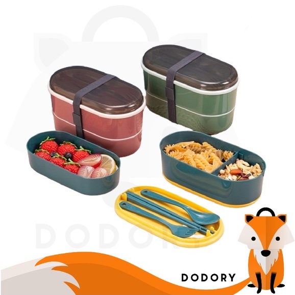 DODORY HL0386 Lunch Box Kotak bekal makan siang Bento Set 700ml Free Sendok Tempat Makan