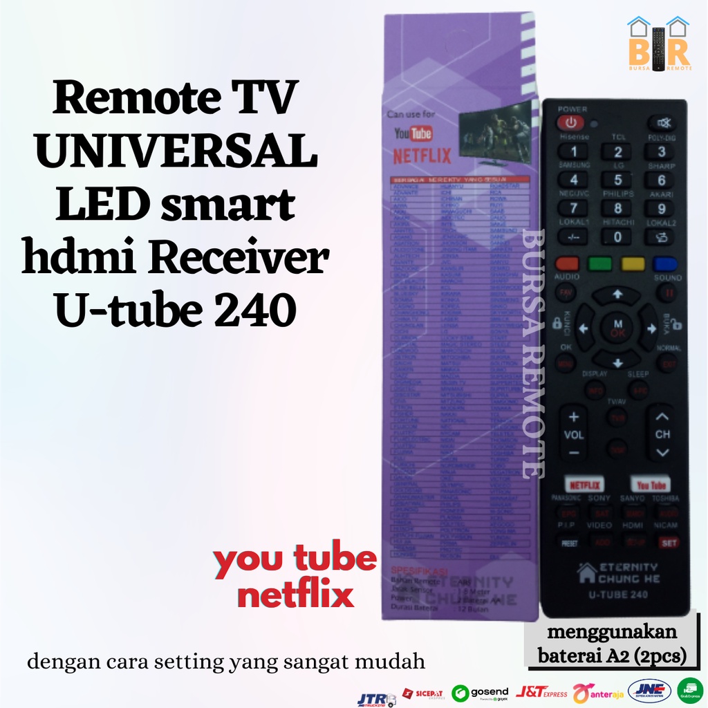 Remote TV Universal LCD LED SMART Android youtube netflix Receiver U-TUBE 240 (polyvision philips advance bazooke dll)